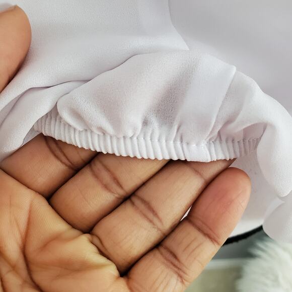 XOXO White Angel Sleeve Sheer Flowy V-Neckline Top L - Picture 7 of 10